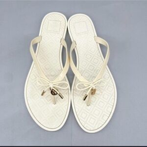 Tory Burch Cream Sandals with Gold Accents